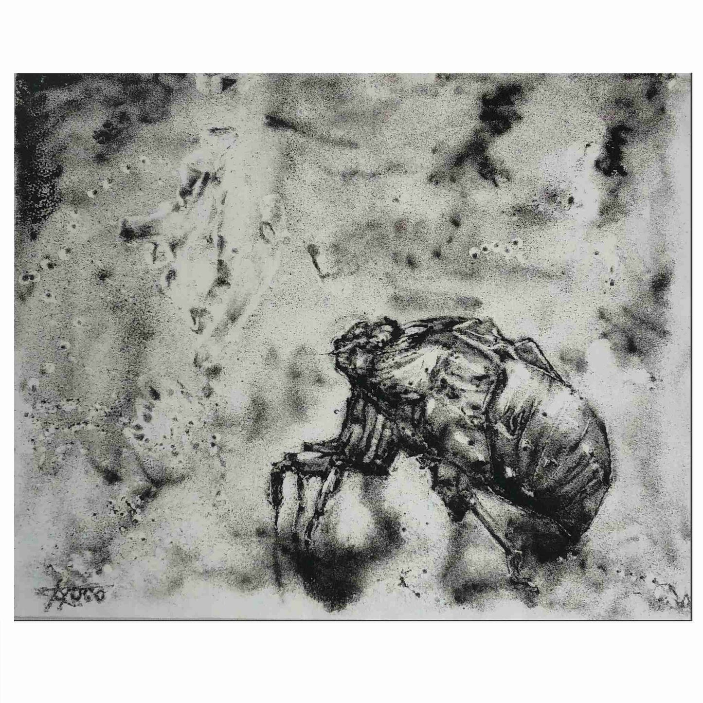 蝉の羽化を描いたアート作品「羽化 Uka」|火山灰を使用した一点ものアート|Japan Satsuma
