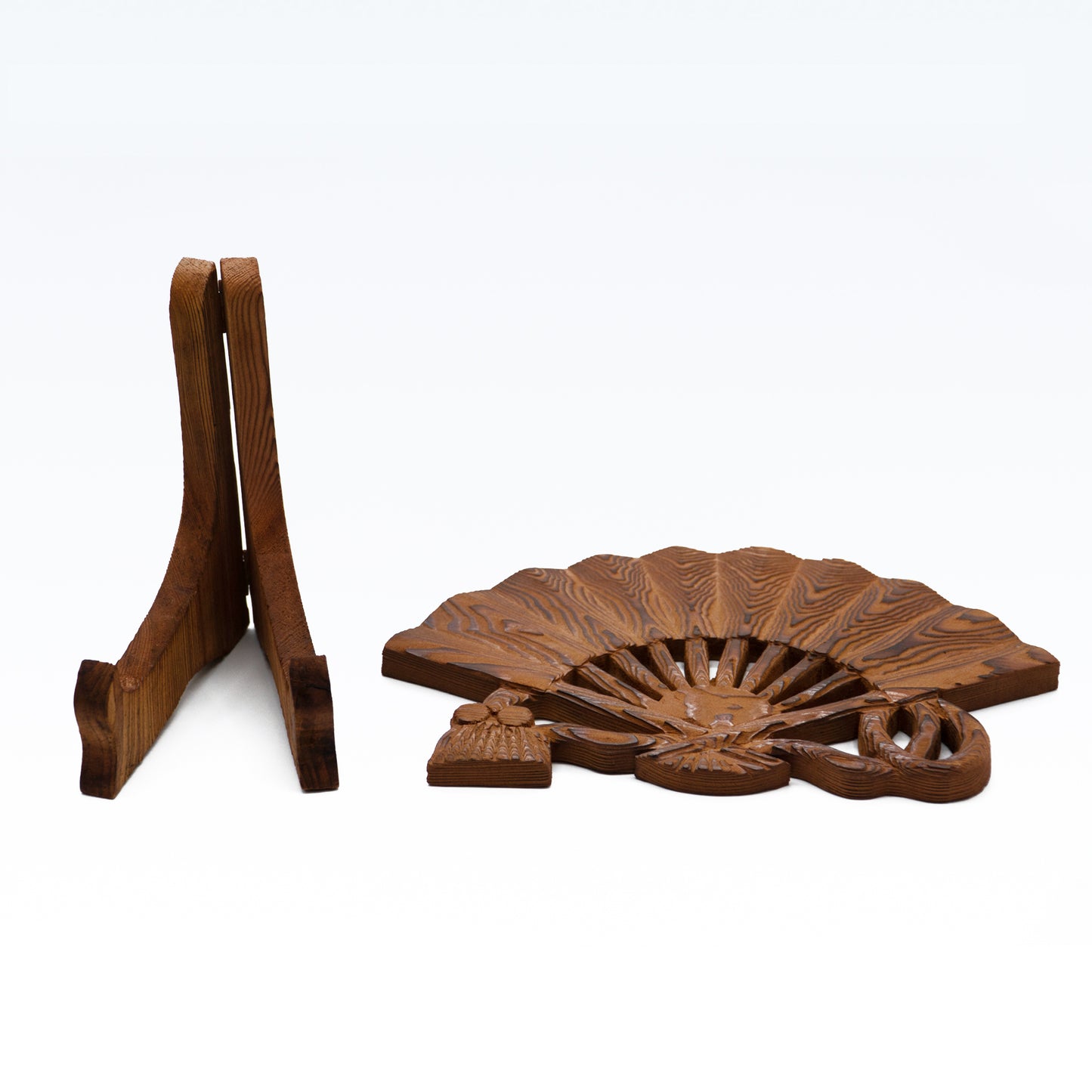 銘木 屋久杉工芸 扇子型置物