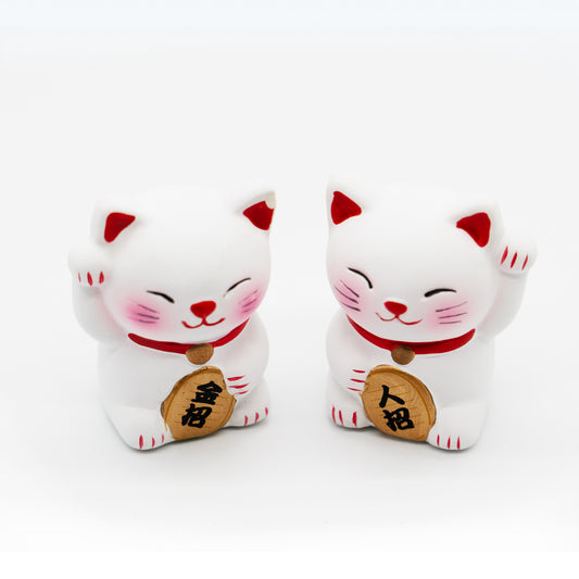 素燒對貓擺飾・招財貓「有招財貓的家,福氣自然來」