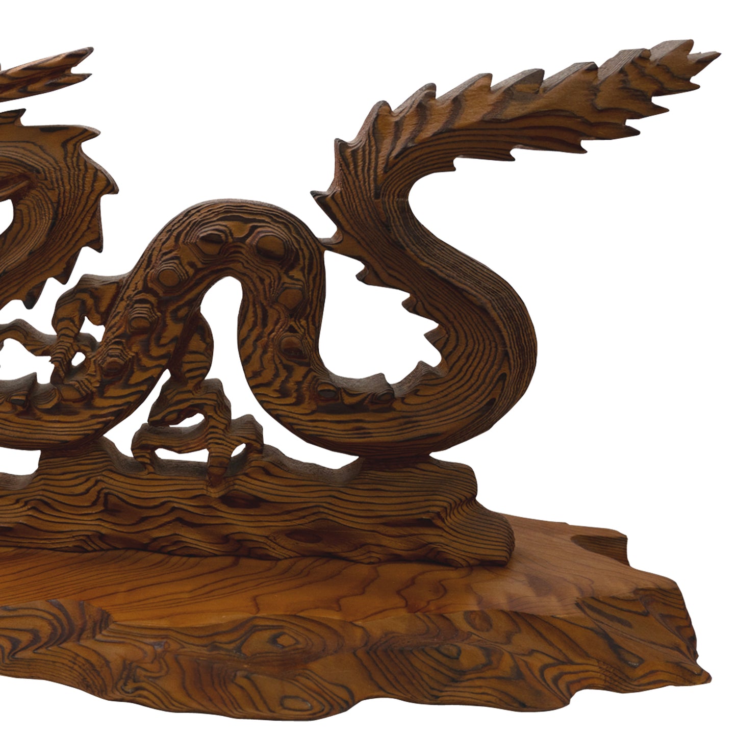 【至宝・一刀彫】屋久杉 飛龍 置物 龍 木彫 木彫り