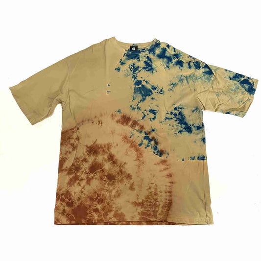奄美大島の伝統技法で泥染めと藍染めを施したJapan SatsumaのBIGTシャツ S｜Japan Satsuma