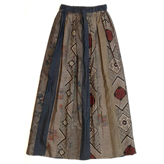 Jupe patchwork en soie Oshima Tsumugi