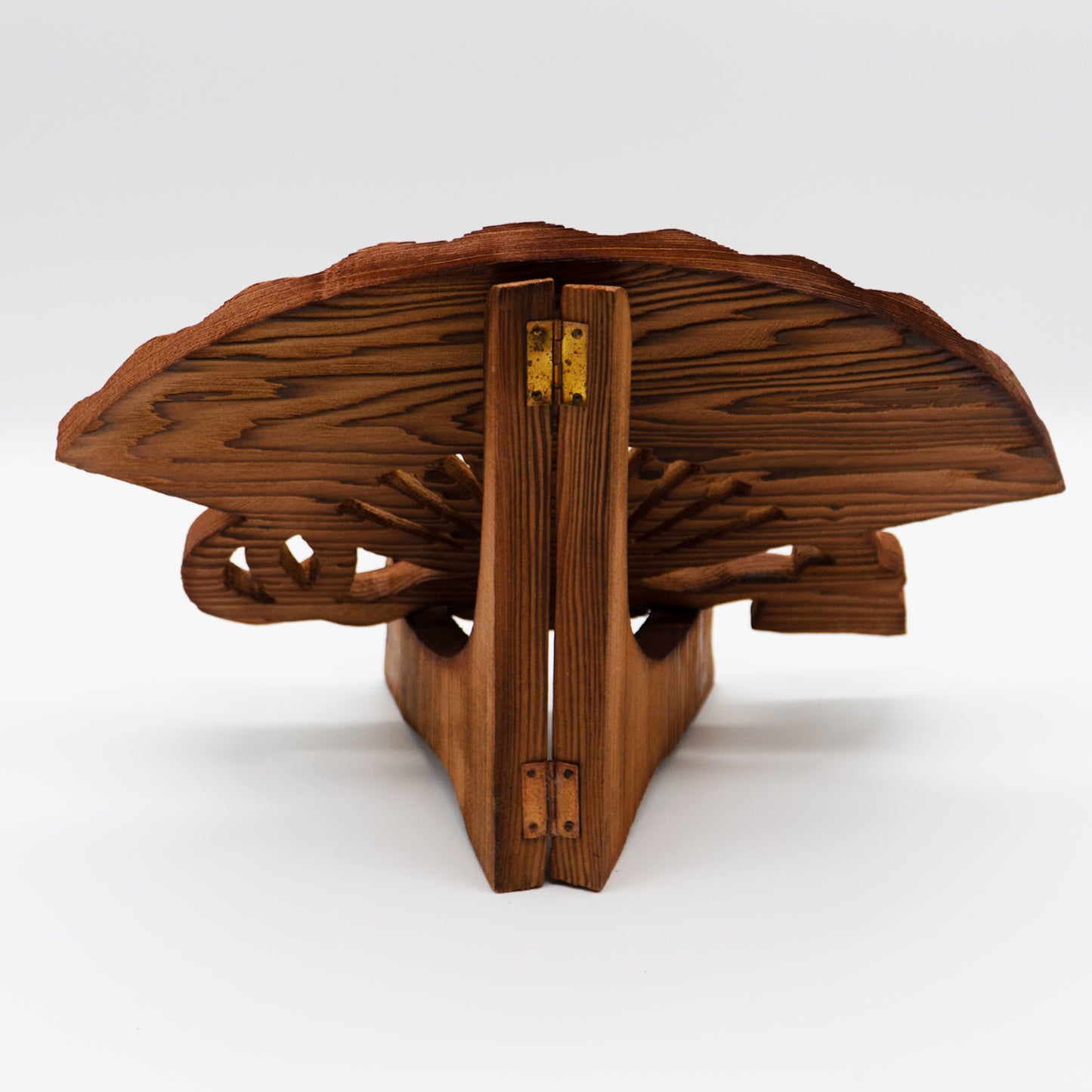 銘木 屋久杉工芸 扇子型置物