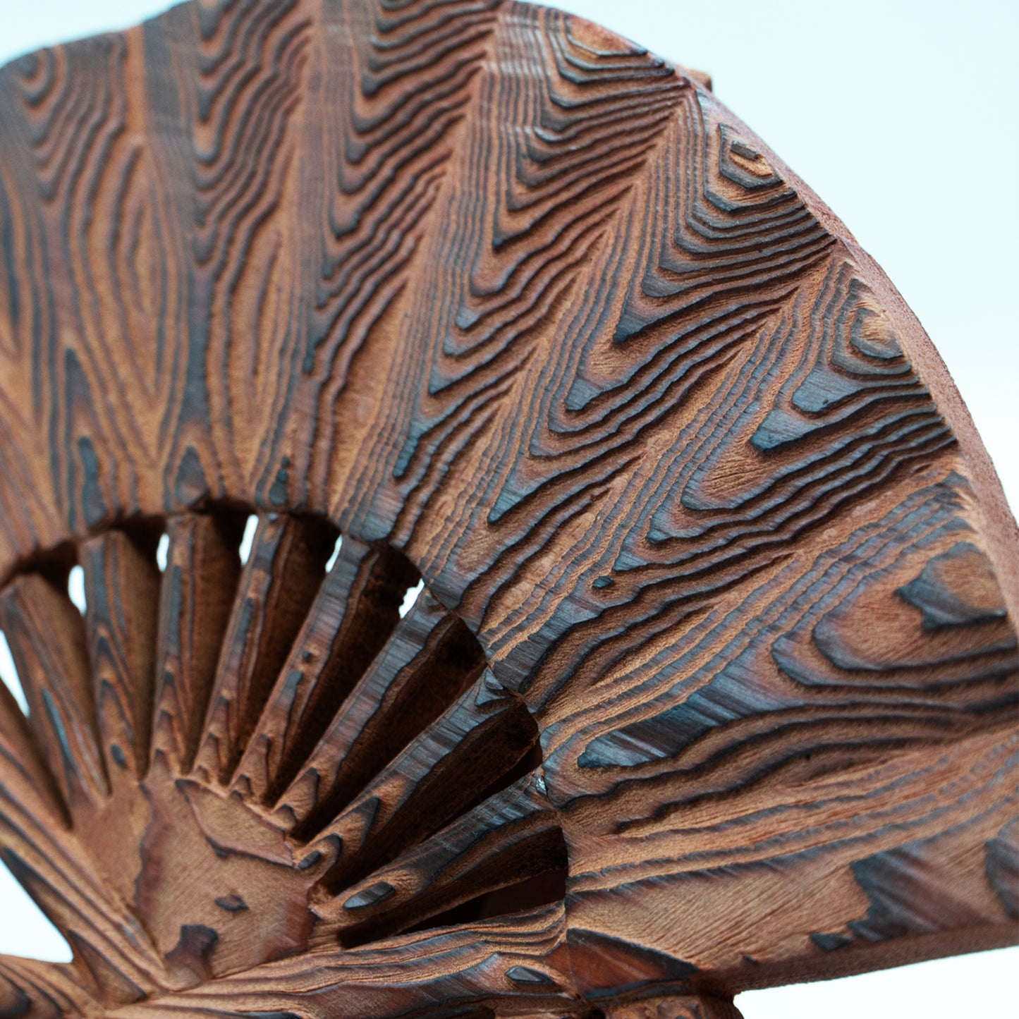 銘木 屋久杉工芸 扇子型置物