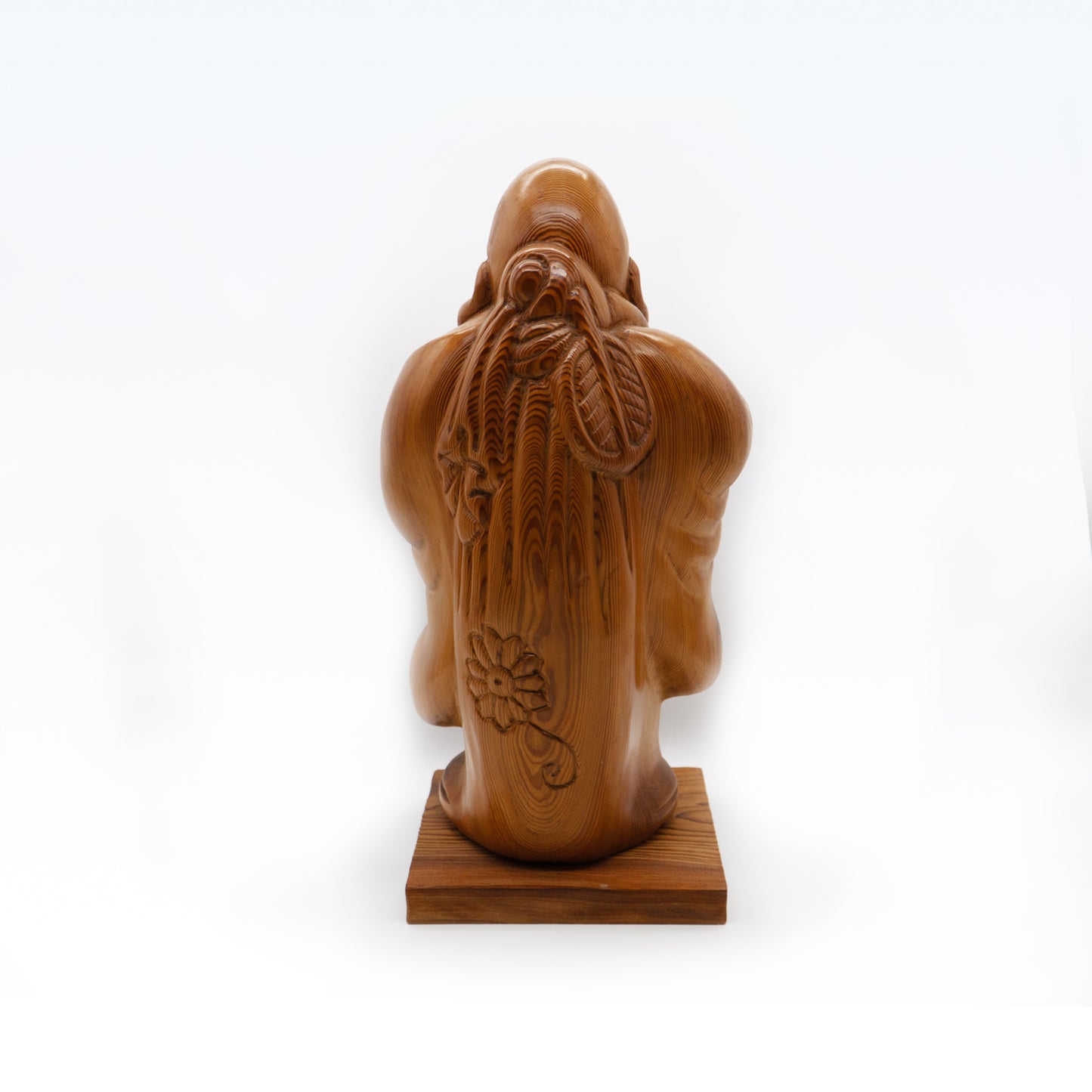 七福神布袋和尚人偶，屋久杉木雕刻