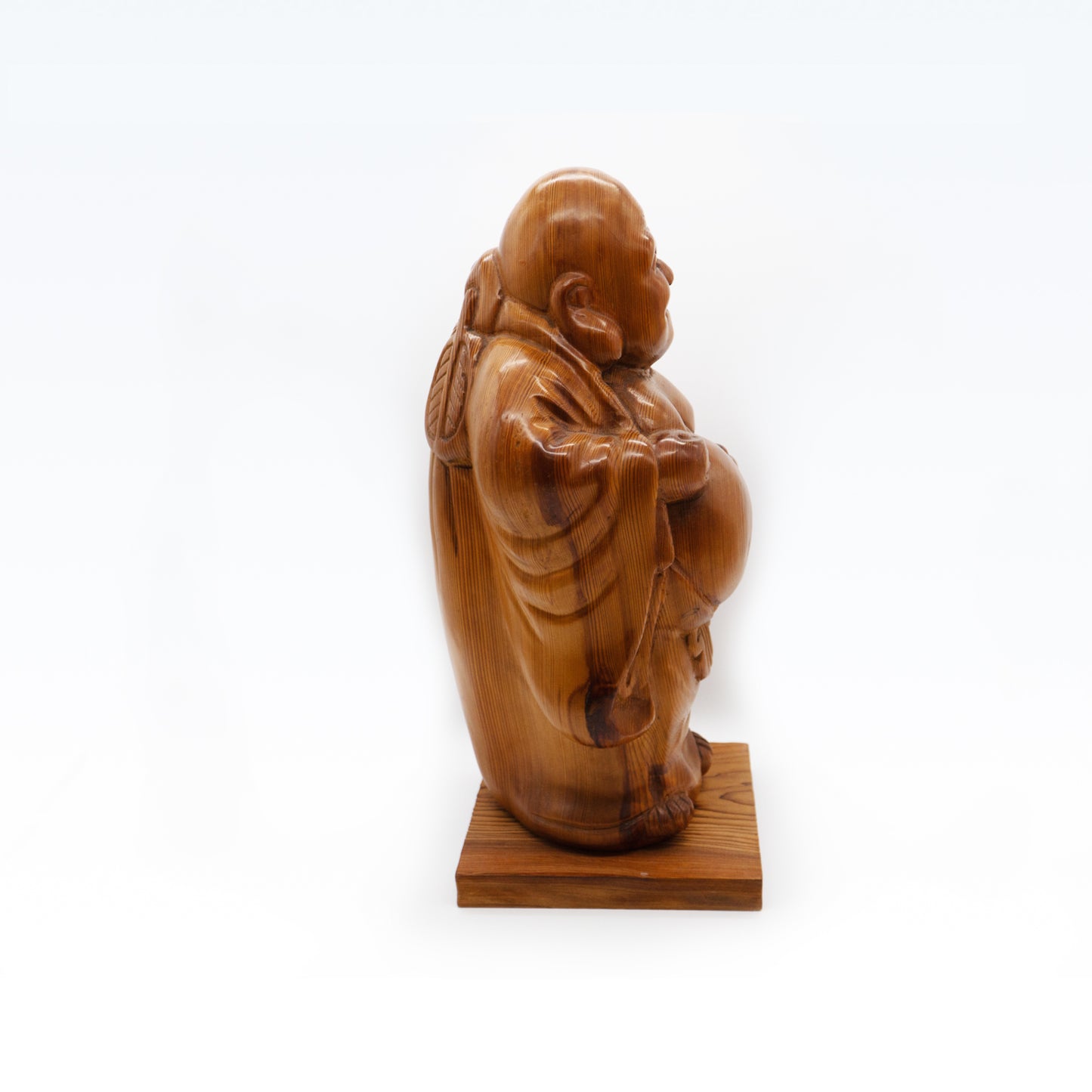 七福神布袋和尚人偶，屋久杉木雕刻