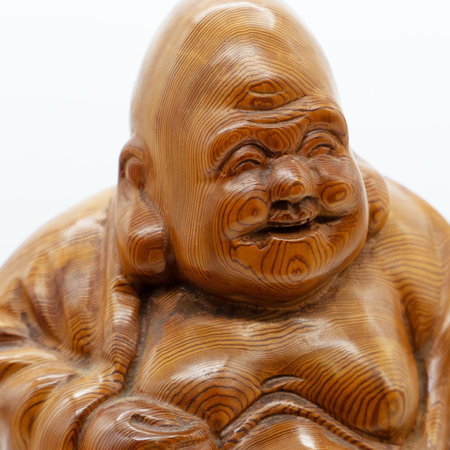 七福神布袋和尚人偶，屋久杉木雕刻