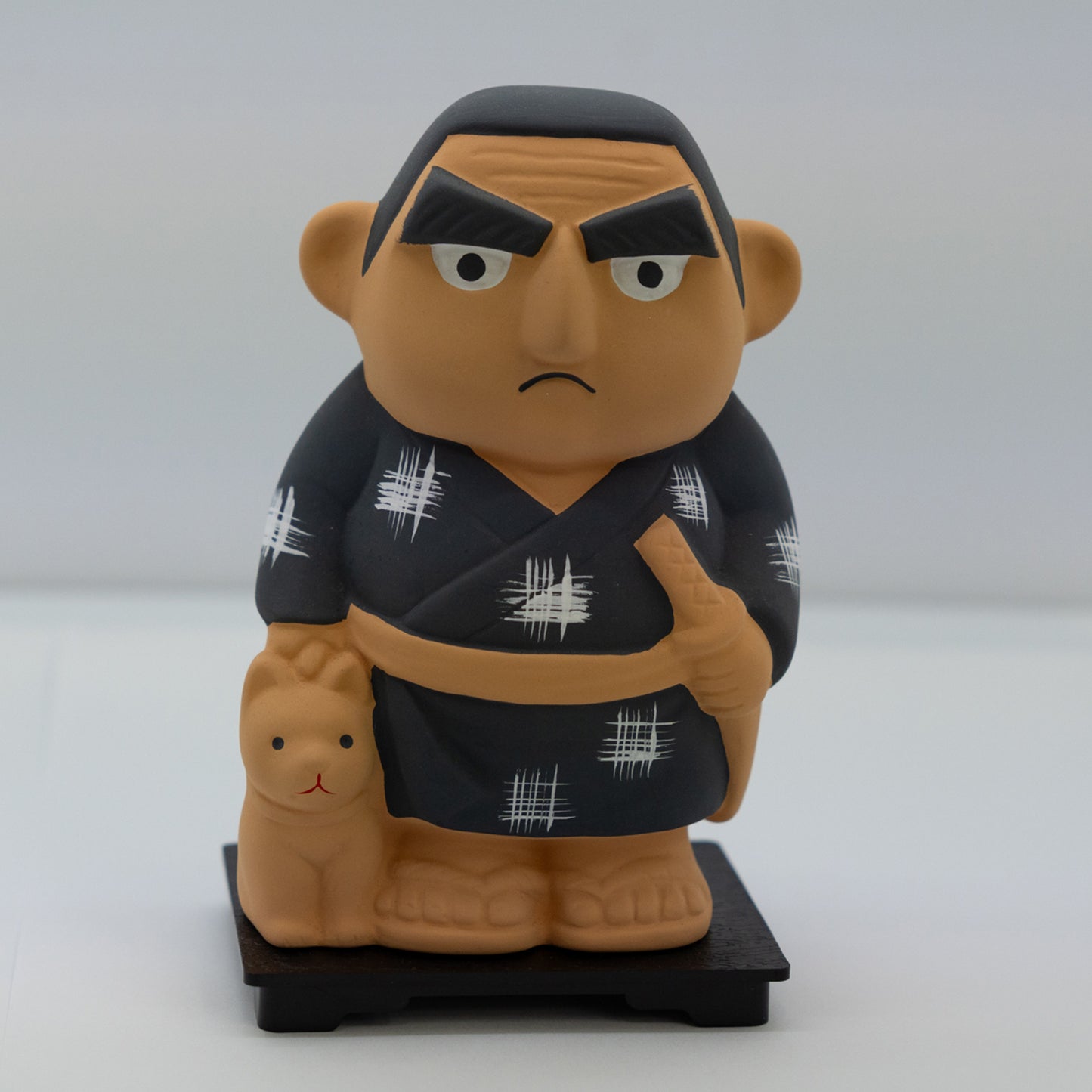 西郷隆盛と愛犬つん 貯金箱 素焼陶製